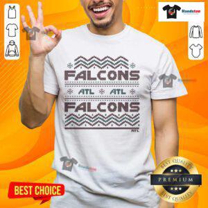 Stylish Atlanta Falcons holiday T-shirt featuring team colors and festive design, perfect for fans celebrating the season.