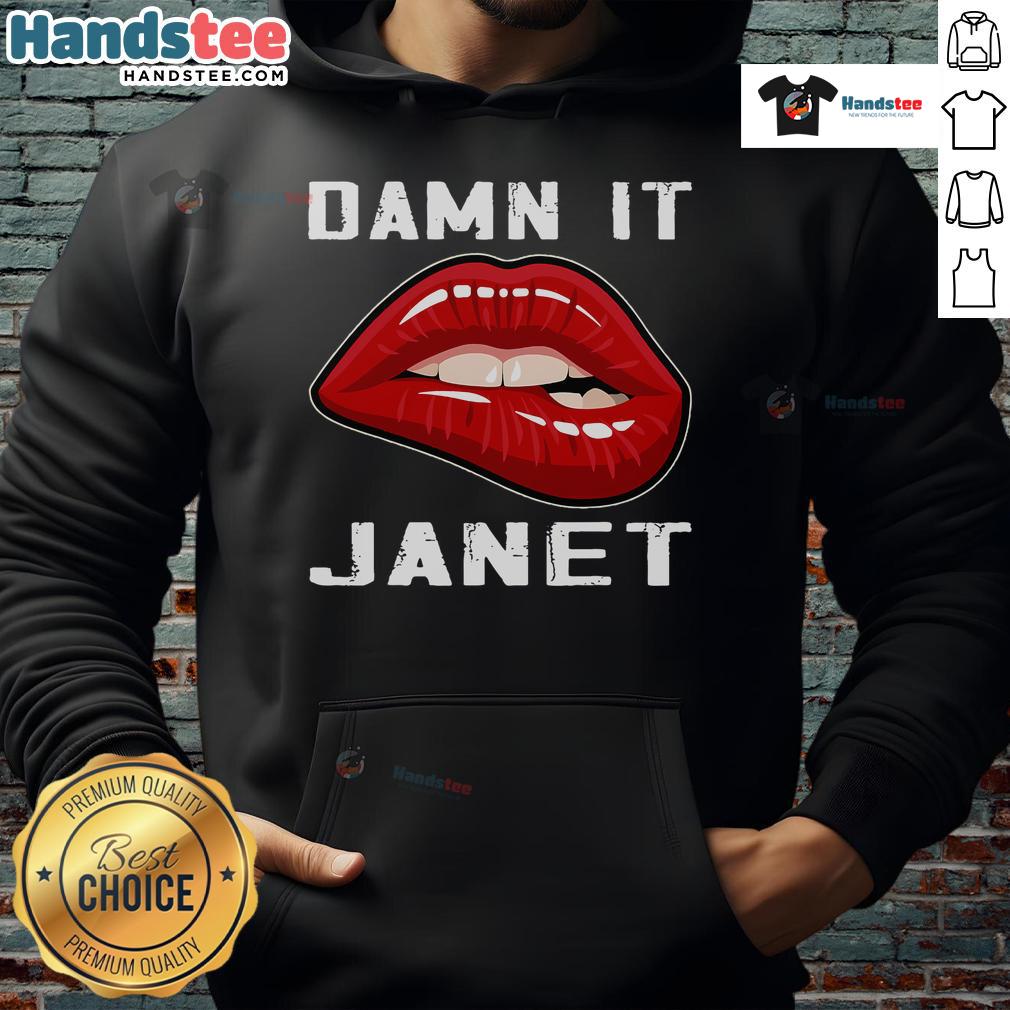 Good Damn It Janet Vintage Movie Kawaii Hoodie featuring colorful graphics and a cozy design for retro film lovers.