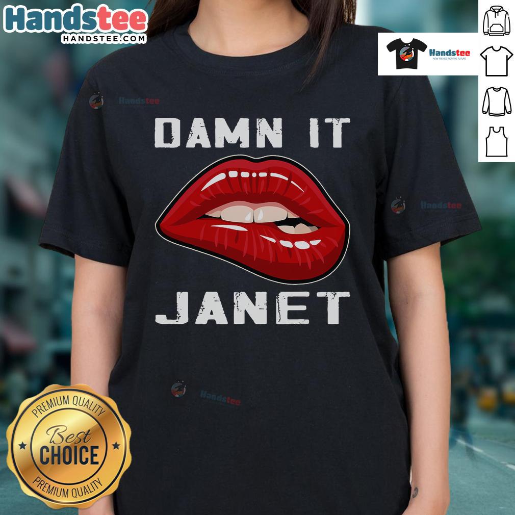 Good Damn It Janet Vintage Movie Kawaii Ladies Tee featuring playful design and retro style for fans of classic films.