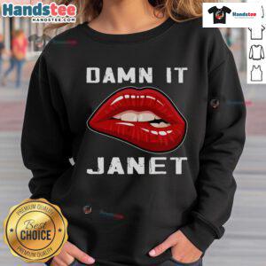 Good Damn It Janet vintage movie kawaii sweatshirt featuring colorful graphics and a cozy design for retro fans.