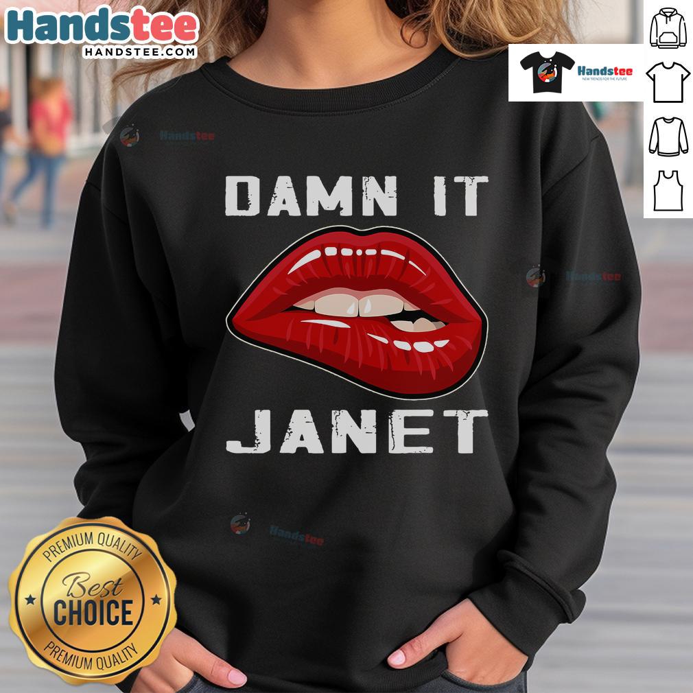 Good Damn It Janet vintage movie kawaii sweatshirt featuring colorful graphics and a cozy design for retro fans.