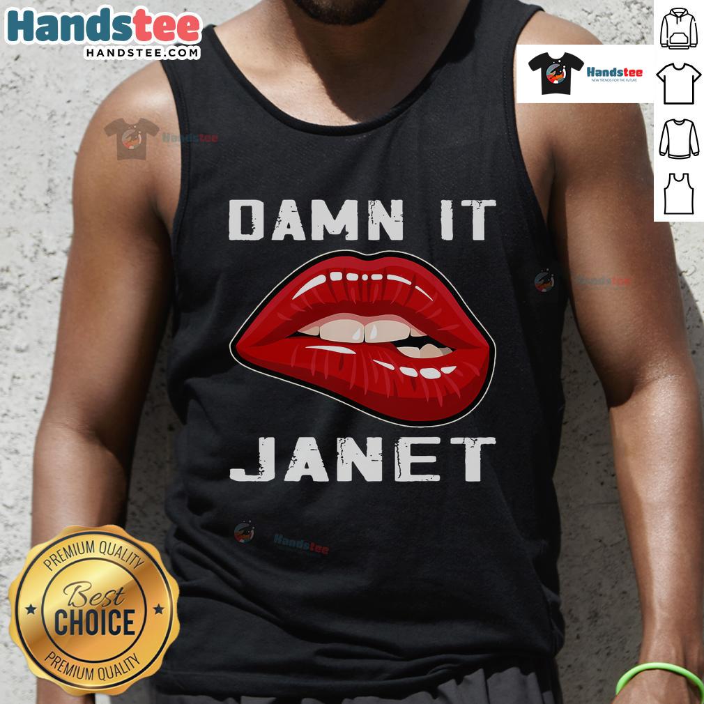 Good Damn It Janet Vintage Movie Kawaii Tank Top featuring a retro design and vibrant colors, perfect for fans of classic films.