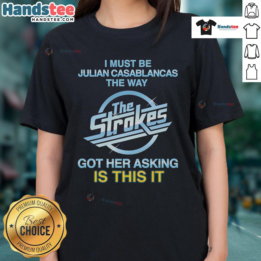 Julian Casablancas ladies tee featuring 'Is This It' design, perfect for fans of The Strokes and stylish casual wear.