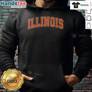 Vintage Illinois athletic sports hoodie in navy blue with retro design, perfect for fans and casual wear.