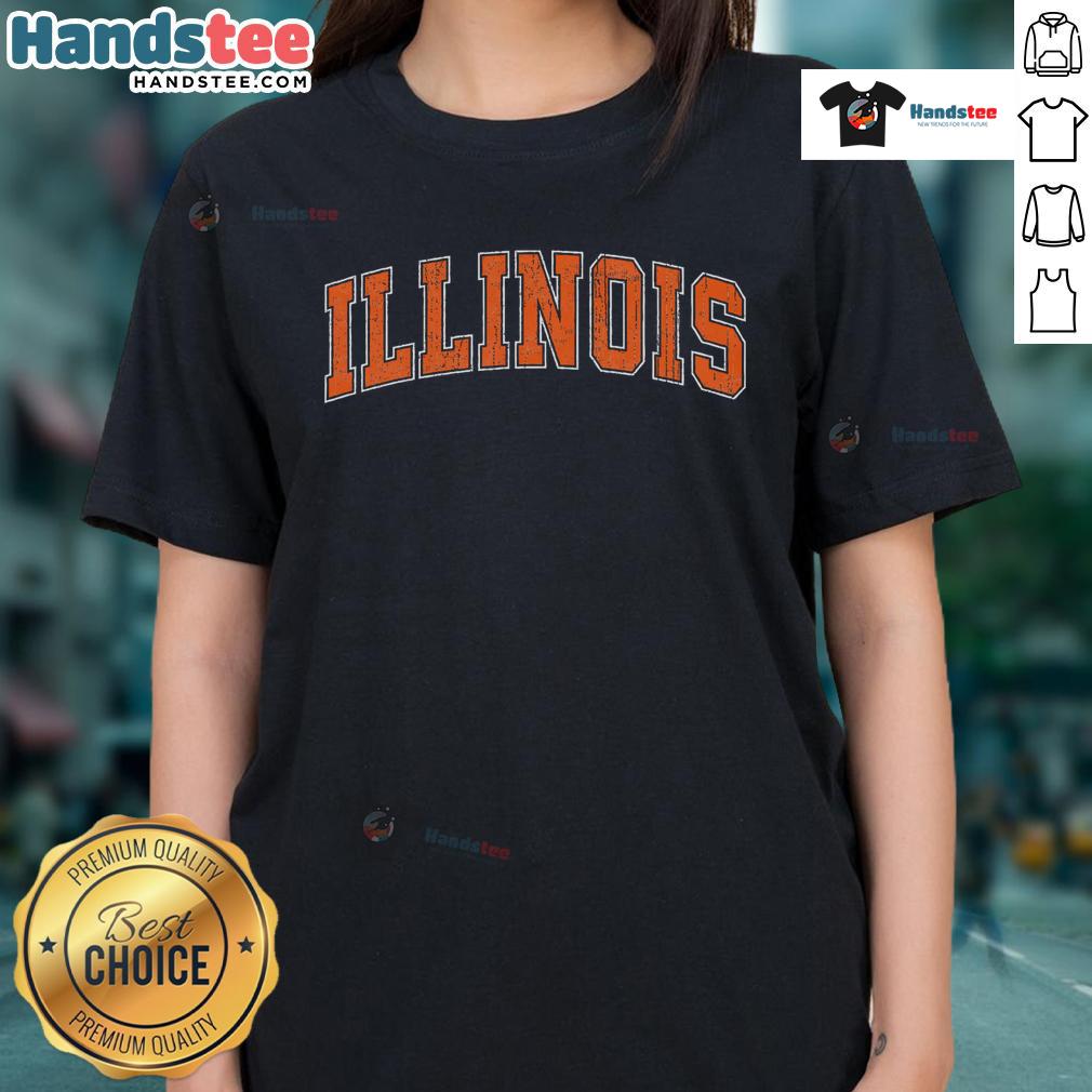 Vintage athletic sports ladies tee featuring 'Good Illinois' design, perfect for casual wear and showcasing team spirit.