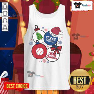 Good Merry Christmas Texas Baseball Est 1961 tank top featuring festive design for baseball fans celebrating the holidays.