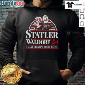 Statler and Waldorf hoodie featuring 'Make Heckling Great Again' design for Muppets fans and comedy lovers.