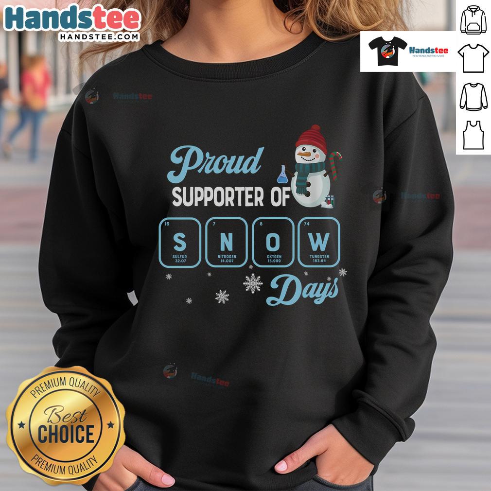 Cozy snowman sweatshirt for Christmas, perfect for proud supporters of snow days and holiday festivities.