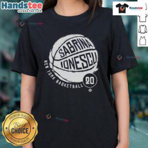 Good Sabrina Ionescu No. 20 New York Liberty basketball ladies tee showcasing vibrant team colors and stylish design.