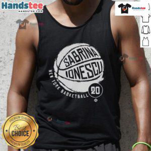 Good Sabrina Ionescu No. 20 New York Liberty basketball tank top showcased on a model, perfect for fans and players.