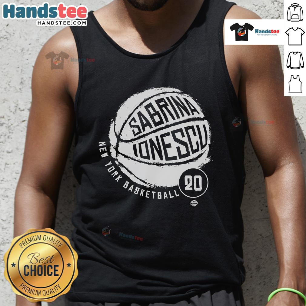 Good Sabrina Ionescu No. 20 New York Liberty basketball tank top showcased on a model, perfect for fans and players.