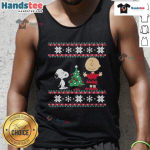 Good Snoopy Peanuts Charlie Christmas Tree 2024 Tank Top featuring Snoopy and the iconic Peanuts gang in festive design.