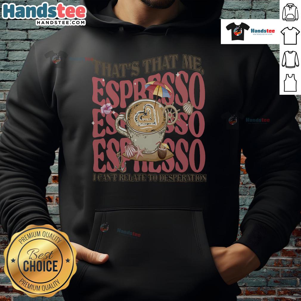 Cozy Good-Thatt-That-Me Espresso Hoodie displayed on a hanger, perfect for coffee lovers and casual wear enthusiasts.
