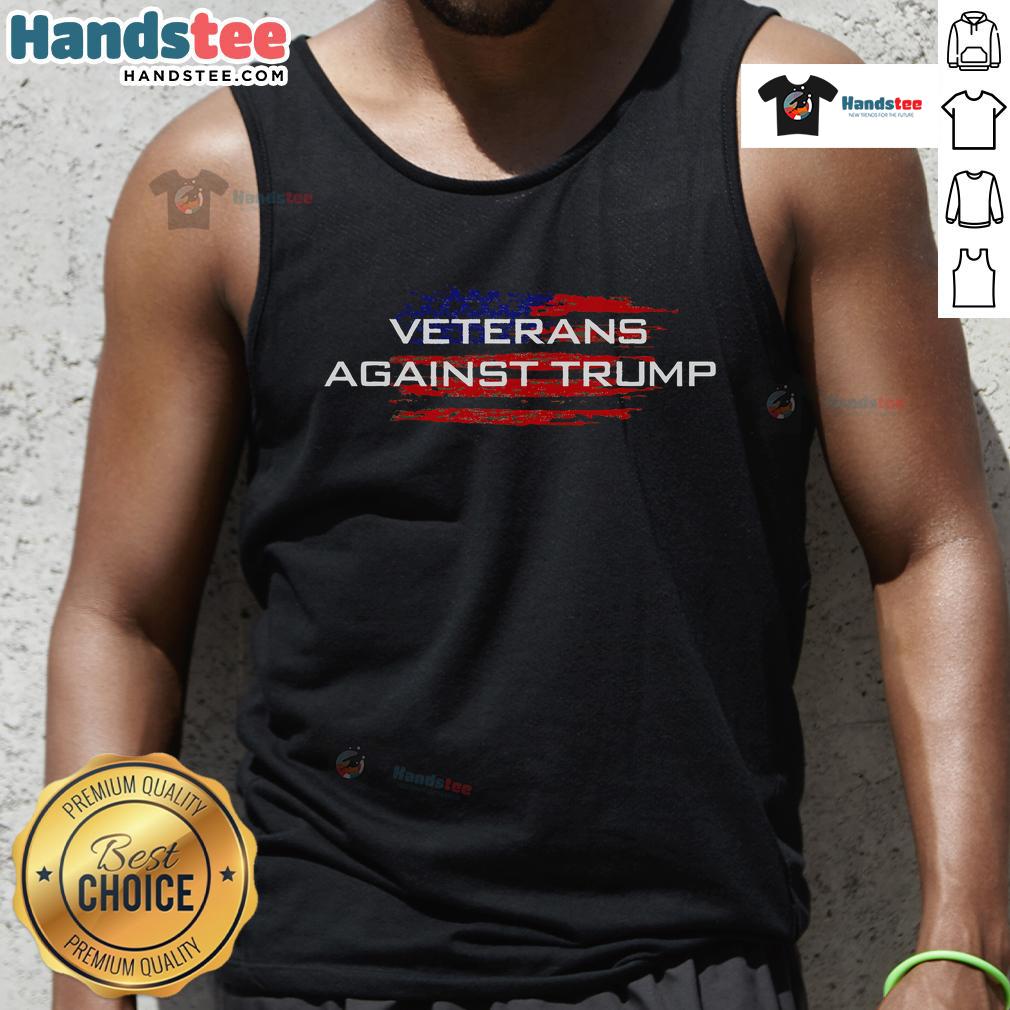Alt Text: Good Veterans Against Trump anti-Trump tank top featuring bold text and patriotic colors, promoting political activism.