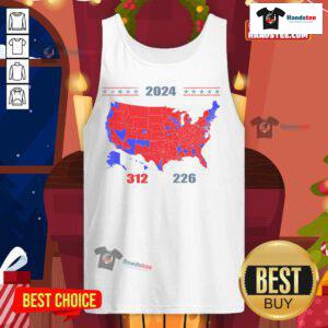 Hot 2024 Electoral Map showing Trump 312 red states for 2024 election results, featured on a stylish tank top.