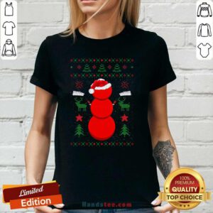Hot Cute Christmas Hockey Snow Funny Xmas Sport Pajama Ladies-tee