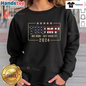 Hot Trump 2024 flag design on a sweatshirt, featuring JD Vance and 'Trump Won' for supporters of President 47.
