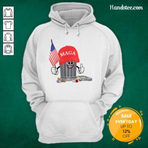 Hot Trump Maga Garbage Can Cartoon Character American Flag Hoodie