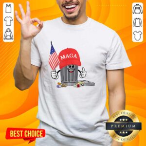 Hot Trump Maga Garbage Can Cartoon Character American Flag T-Shirt