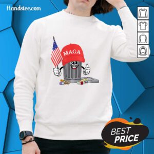 Hot Trump Maga Garbage Can Cartoon Character American Flag Sweater