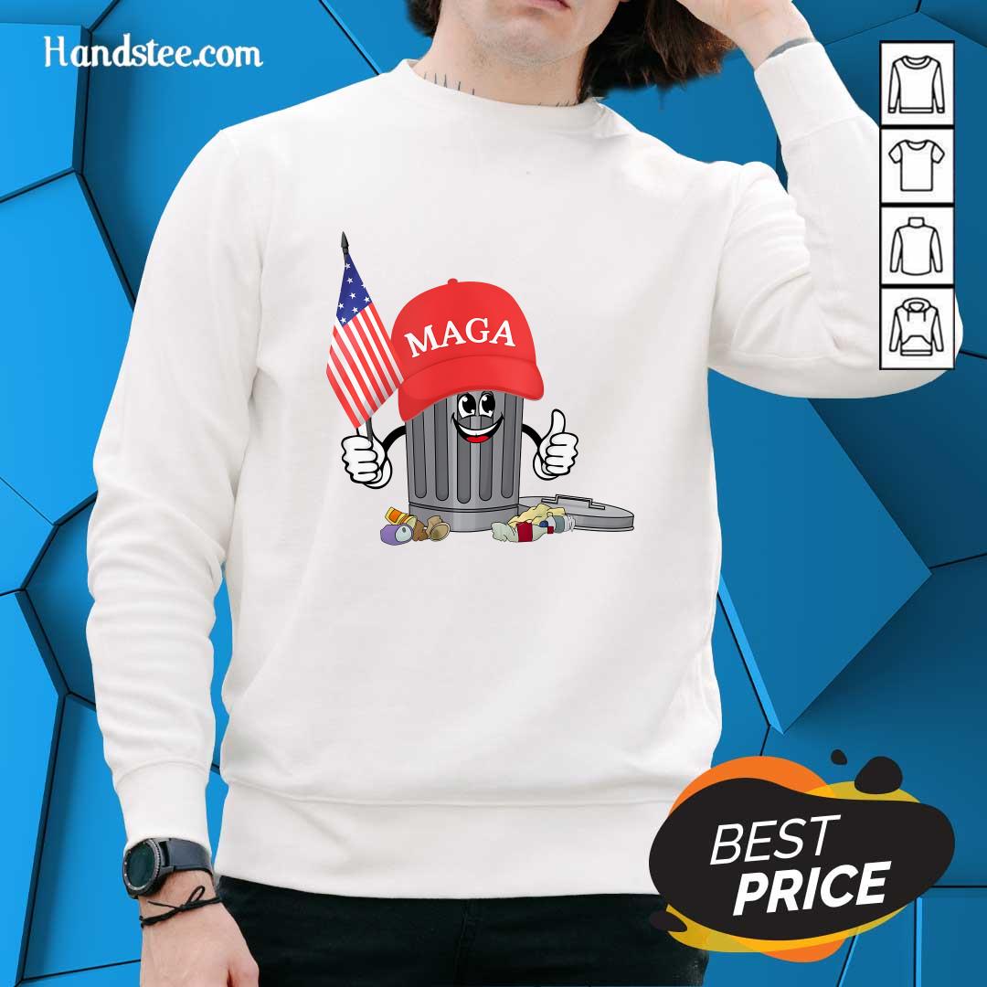 Hot Trump Maga Garbage Can Cartoon Character American Flag Sweater
