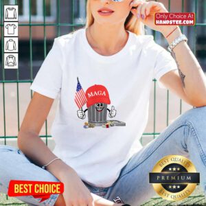 Hot Trump Maga Garbage Can Cartoon Character American Flag V-neck