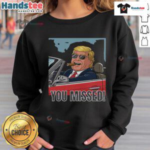 Hot Trump Victory sweatshirt featuring a convertible, cigar-smoking Trump, perfect for celebrating wins in style.
