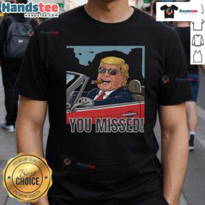 Hot Trump Victory T-Shirt featuring a man in a convertible, smoking a cigar, celebrating in style.