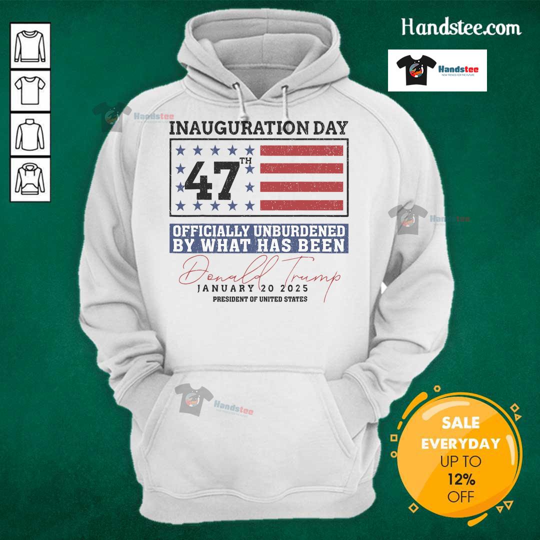 Nice Officially Unburdened by What Has Been Trump Victory Hoodie in black, showcasing bold text and stylish design.