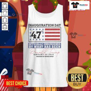 Nice Officially Unburdened by What Has Been Trump Victory Tank Top featuring a bold graphic design for casual wear.