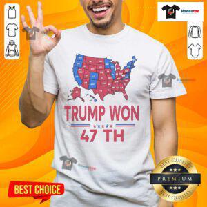 Official ballot map graphic on a t-shirt celebrating Trump as the 47th President, perfect for political supporters.