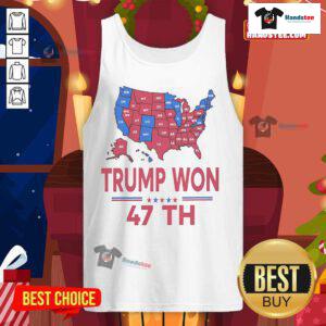 Official ballot map showing Trump won, featured on a stylish tank top for supporters of the 47th President.