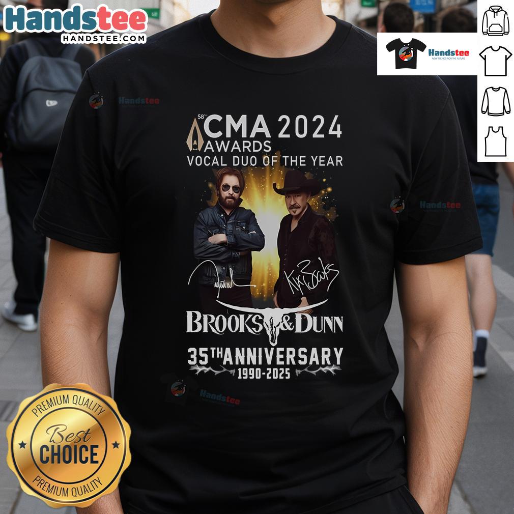Official CMA 2024 Awards Vocal Duo of the Year Brooks & Dunn 35th Anniversary T-Shirt featuring vibrant design.