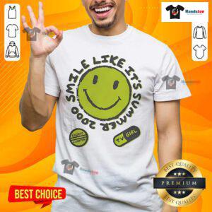 Alt Text: Official Color Changing Smile Like It's Summer 2000 T-Shirt featuring vibrant colors and retro design.