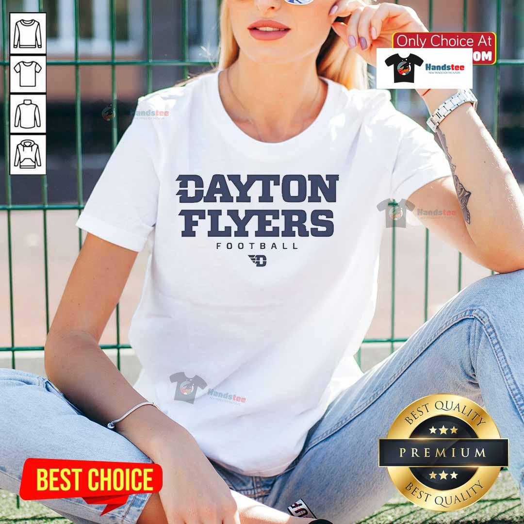 Alt Text: Official Dayton Flyers Football Senior Day ladies tee featuring team colors and logo for fans and supporters.