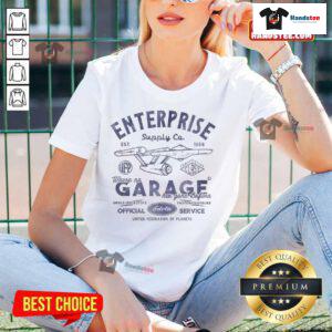 Official Enterprise Garage Est 1966 Ladies Tee showcasing a unique design for garage enthusiasts and fans of retro style.