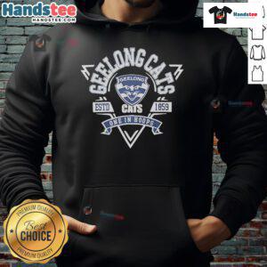 Official Geelong Cats Toddlers Banner Hoodie featuring team colors and logo, perfect for young fans of the AFL.