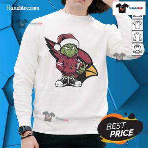 Official Grinch Hug Ball Arizona Cardinals Christmas Sweatshirt featuring festive design and team logo for holiday spirit.