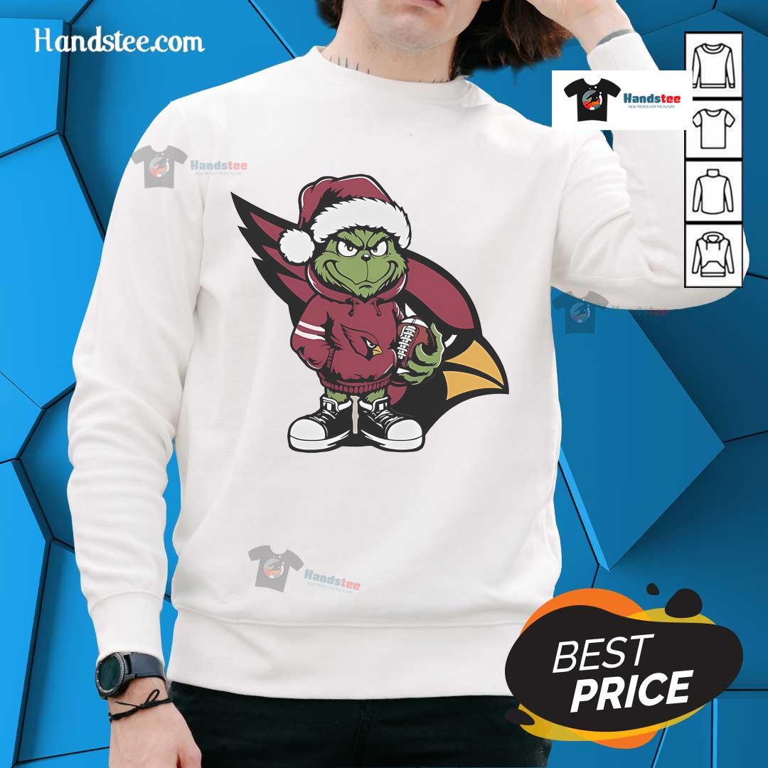 Official Grinch Hug Ball Arizona Cardinals Christmas Sweatshirt featuring festive design and team logo for holiday spirit.