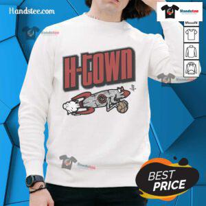 Alt Text: Official Houston Rockets City 2024 Basketball Sweatshirt featuring team colors and logo, perfect for fans.