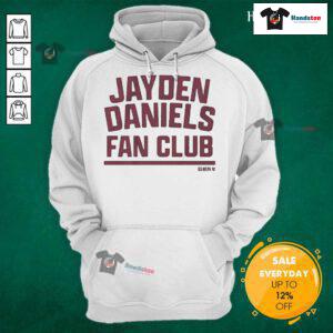Official Jayden Daniels Fan Club hoodie featuring bold graphics and comfortable design for dedicated fans.