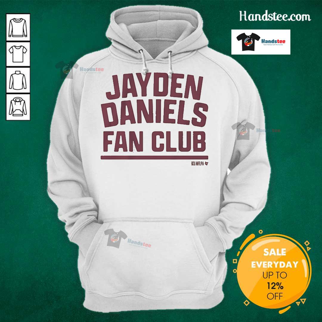 Official Jayden Daniels Fan Club hoodie featuring bold graphics and comfortable design for dedicated fans.
