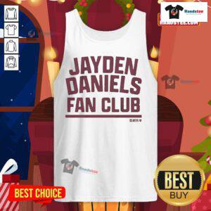Official Jayden Daniels Fan Club tank top featuring vibrant colors and a stylish design for dedicated fans.