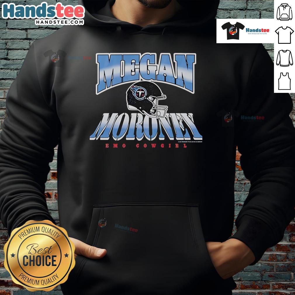 Official Megan Moroney X Tennessee Titans helmet emo cowgirl hoodie featuring stylish design and vibrant colors.