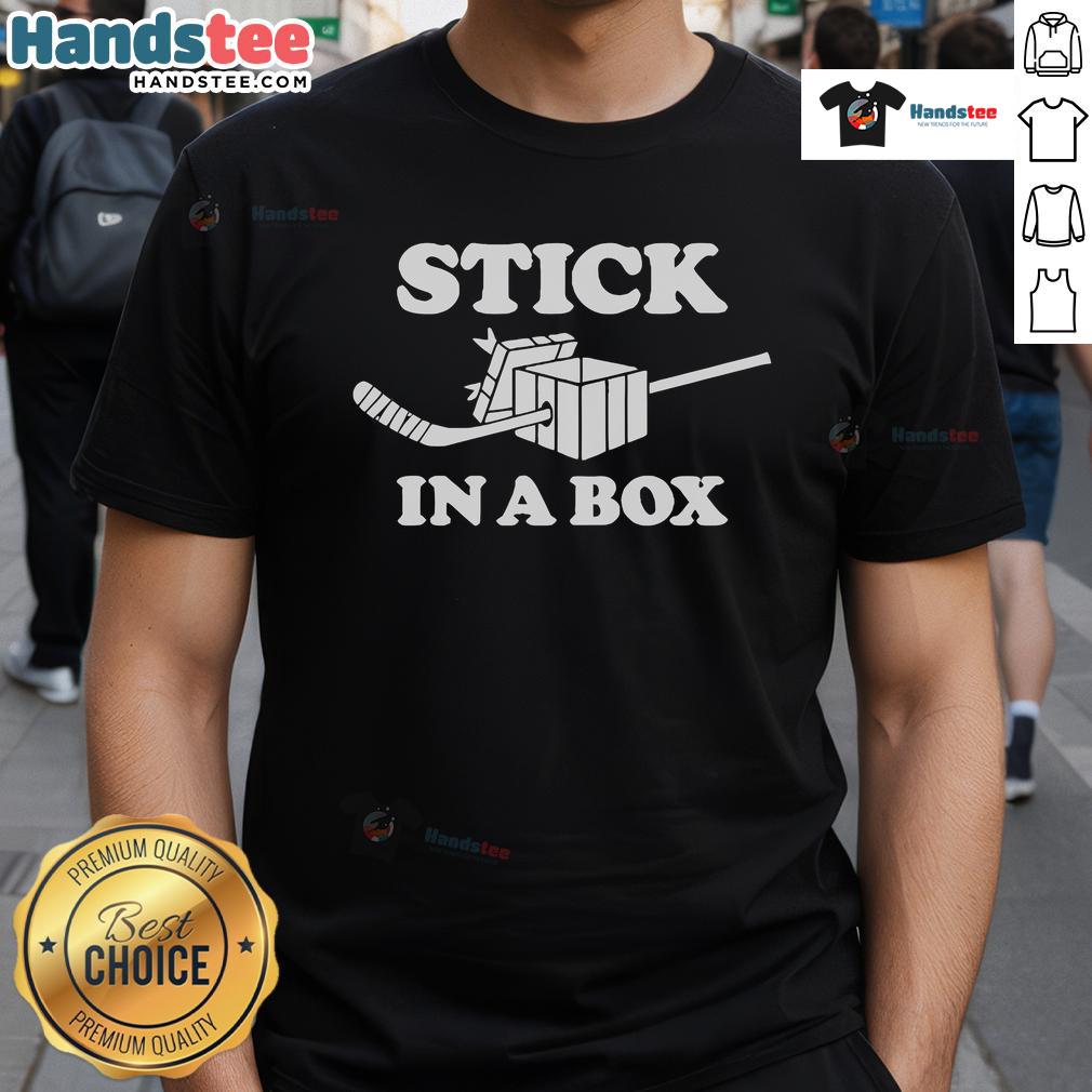 Official Stick In A Box T-Shirt featuring a unique design and vibrant colors for stylish casual wear.