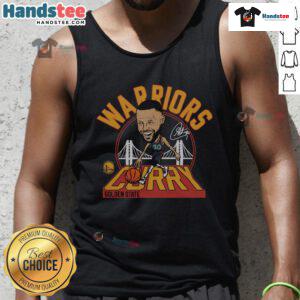 Official Warriors Stephen Curry signature tank top in vibrant blue, showcasing team logo and Curry's name for fans.