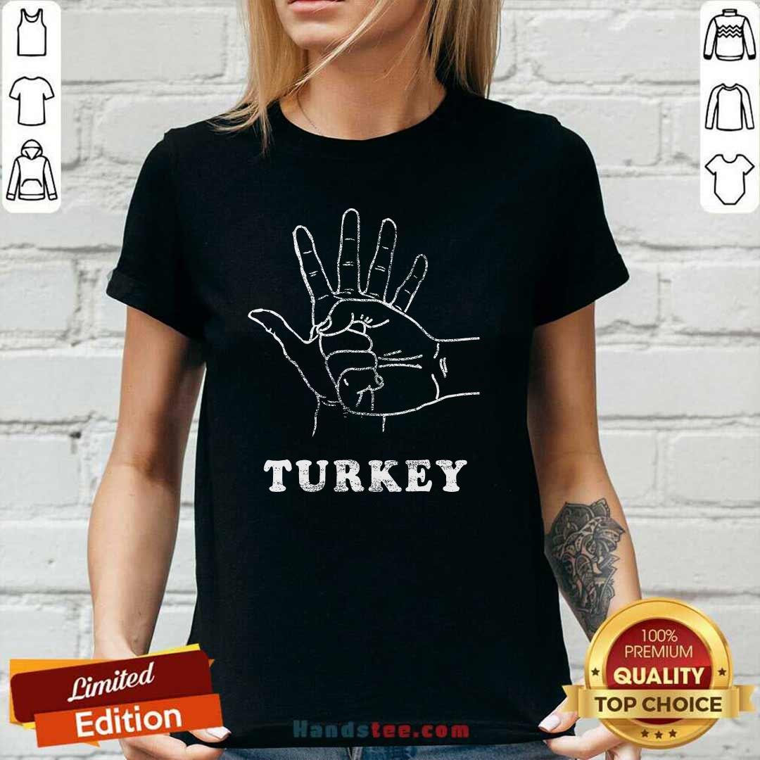 Original Turkey Fist Bump Silly Sarcastic Thanksgiving Family Ladies-tee