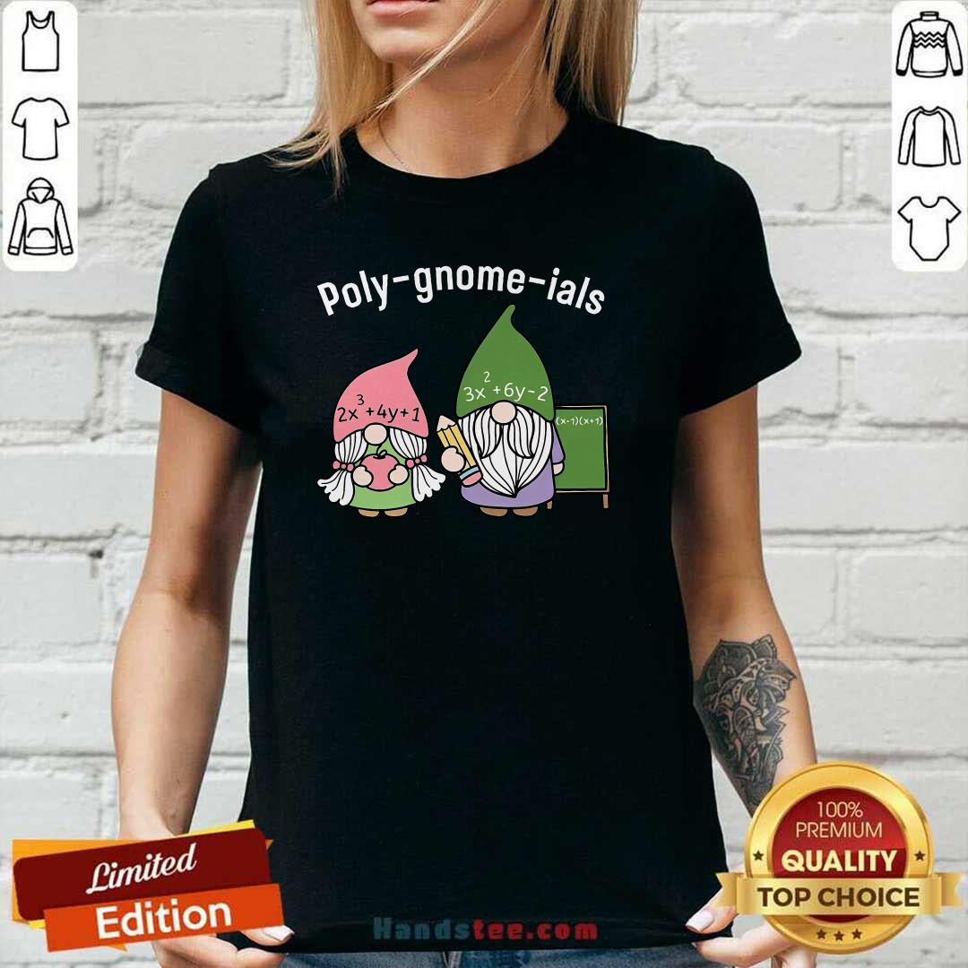 Top Poly-Gnome-Ials Math Teacher Ladies-tee