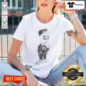 Awesome Kill The Noise Bart Simpson skeleton middle finger ladies tee featuring a bold graphic design.