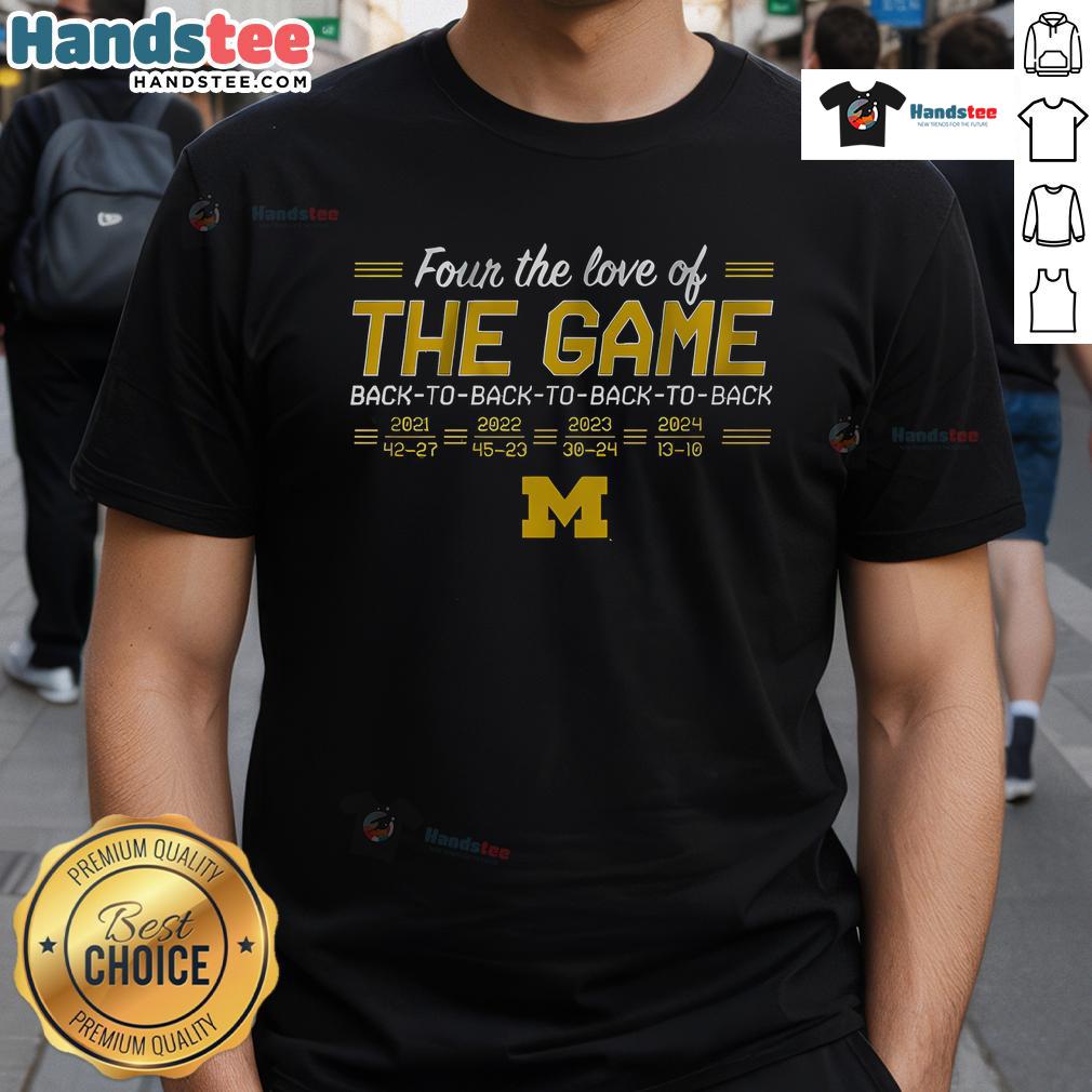 Awesome Michigan Back-To-Back-To-Back-To-Back In The Game T-Shirt featuring bold graphics and a comfortable fit.